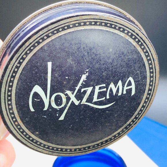 Vintage 60s NOXZEMA Cobalt Blue Glass Jar and Lid - Empty- Skincare Advertising - Picture 5 of 10